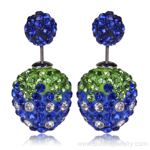 Czech Gem Earring Double Size Shamballa Anti Allergy Earring